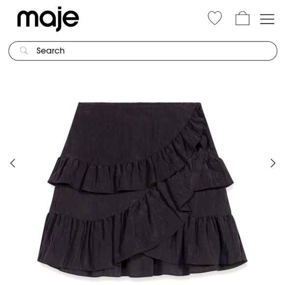Maje Paris Black Ruffled Frill Mini Skirt with side Zip - size 34 NWT - Picture 1 of 9